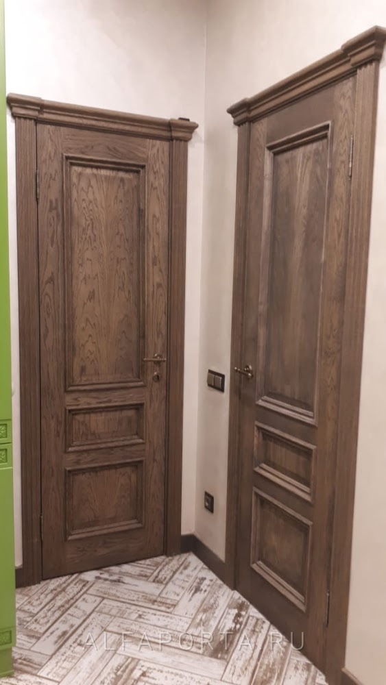 Шпонированные двери на кухне. Фото в интерьере